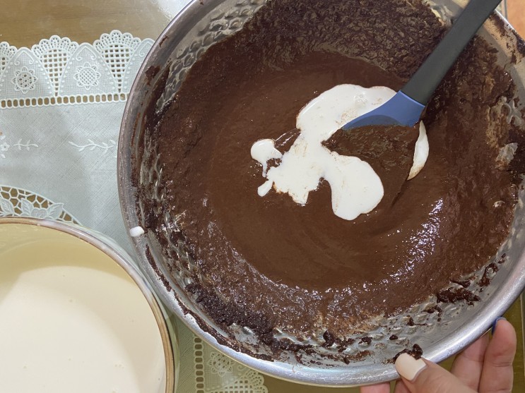 도시락 초코케이크 만들기 #1 초코생크림 만들기 (유튜브 안젤라의 베이킹&쿠킹 참고)