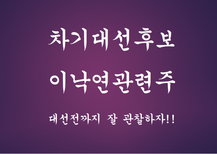  차기대선후보 이낙연관련주!!(남선알미늄, 티케이케미칼, 이월드)