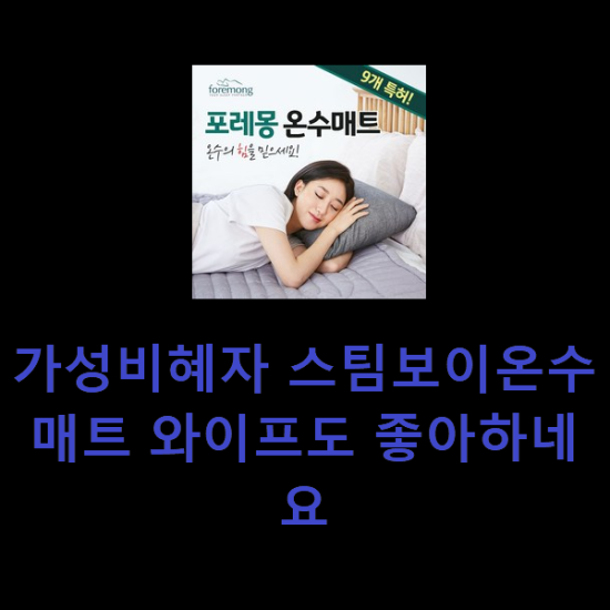 가성비혜자 스팀보이온수매트 와이프도 좋아하네요