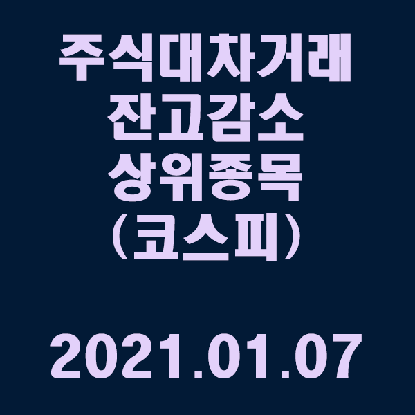  주식대차거래 잔고감소 상위종목(코스피) / 2021.01.07