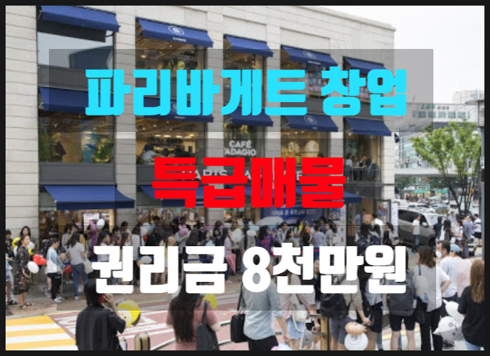 서울 파리바게트창업 권리금 8천만원으로 인수가능한 매물 서울 파리바게트창업 권리금 8천만원으로 인수가능한 매물