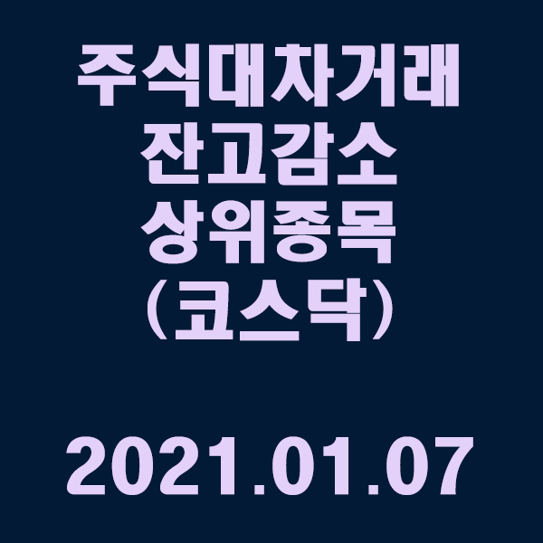  주식대차거래 잔고감소 상위종목(코스닥) / 2021.01.07