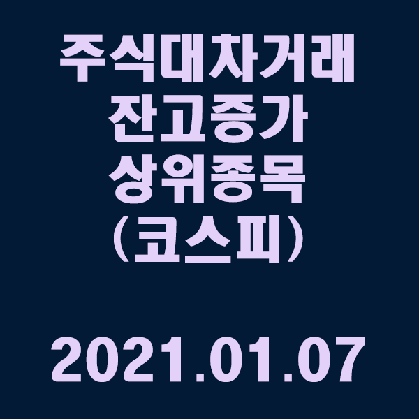  주식대차거래 잔고증가 상위종목(코스피) / 2021.01.07