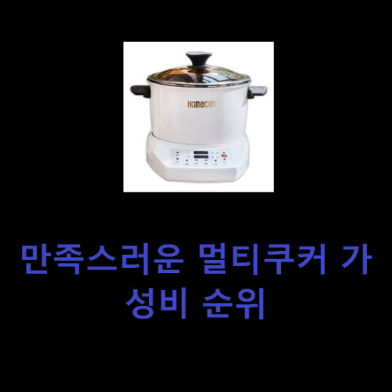 만족스러운 멀티쿠커 가성비 순위