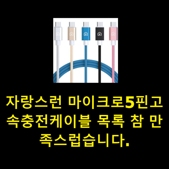 자랑스런 마이크로5핀고속충전케이블 목록 참 만족스럽습니다.