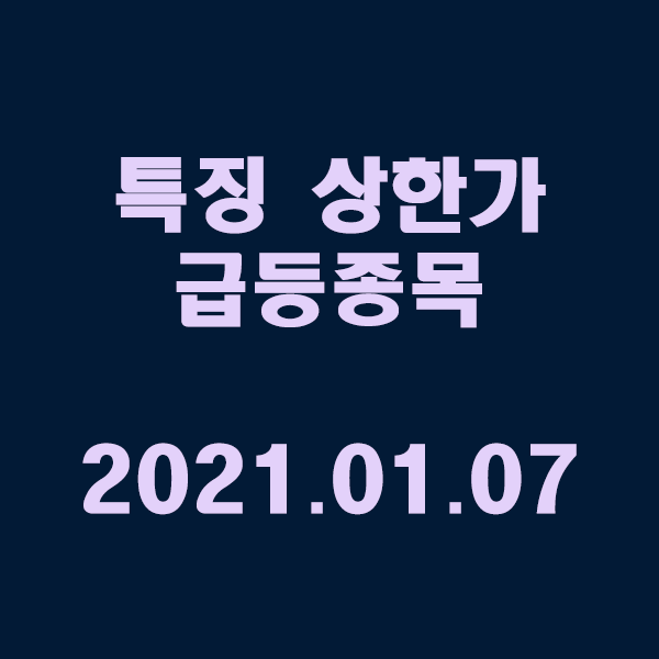 특징 상한가 및 급등종목 / 2021.01.07