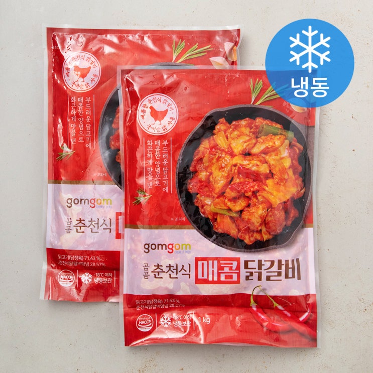 인기 급상승인 곰곰 춘천식 매콤 닭갈비 (냉동), 1kg, 2개(로켓배송) 추천해요