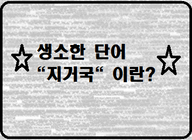  생소한 단어 지거국 뜻 알아 보기