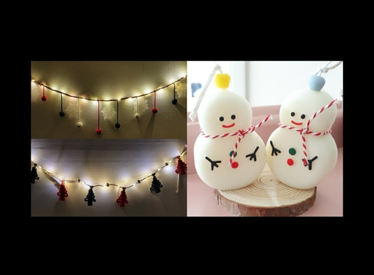  인테리어 소품 추천 / 아이디어스에서 구매한 크리스마스 가랜드 & 눈사람 캔들
