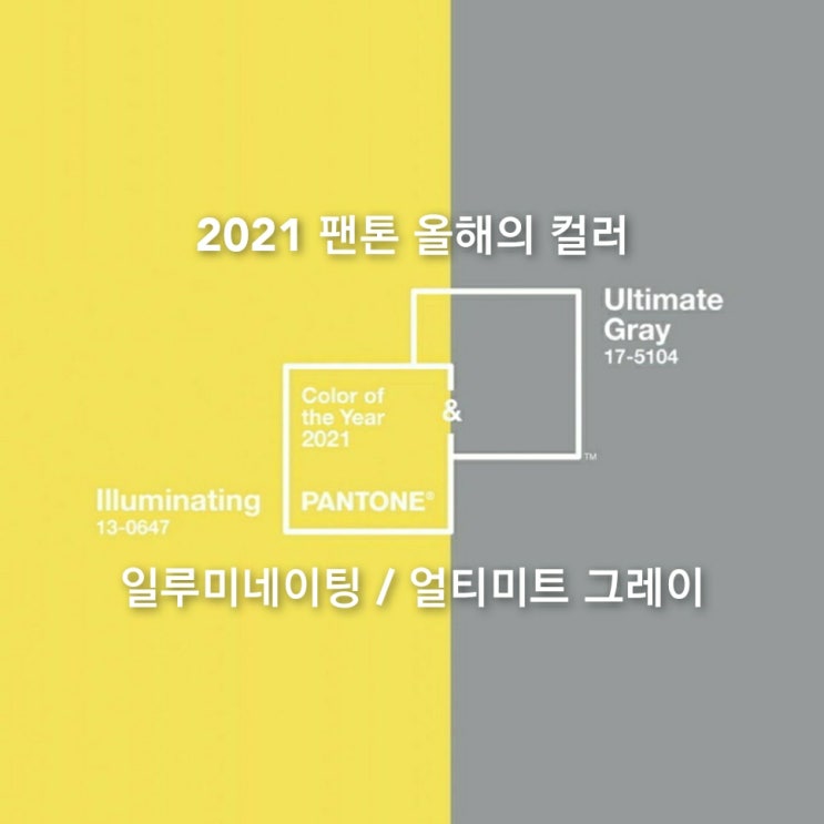  2021 팬톤 올해의 컬러 일루미네이팅과 얼티미트 그레이 색상코드