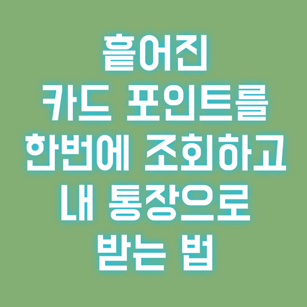  흩어진 카드 포인트를 한번에 조회하고 내 통장으로 받는 법