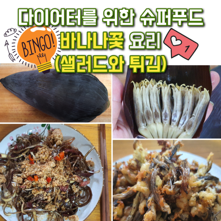  다이어트 식단 추천 바나나꽃 요리 샐러드와 튀김(feat. 느억맘소스)