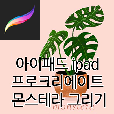 프로크리에이트로 텍스츄어가 있는 몬스테라 화분 그림그리기