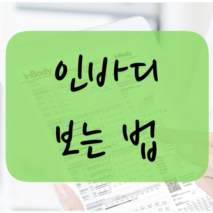  인바디 보는 법, 알려드릴게요.