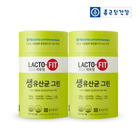 요즘 인기있는 종근당건강 락토핏 생유산균 그린 60포, 2통, 120g ···