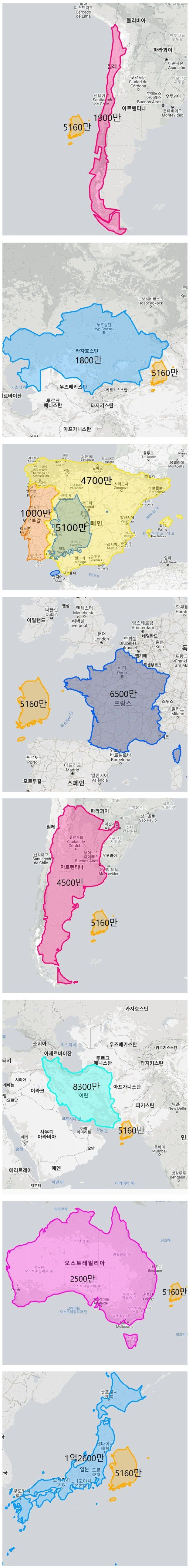 우리나라와 여러나라와의 인구비교 우리나라와 여러나라와의 인구비교