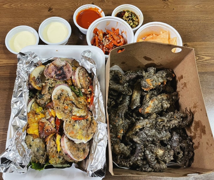  면목 상봉 맛집 찡어찡어 배달 먹물오징어튀김 오징어순대