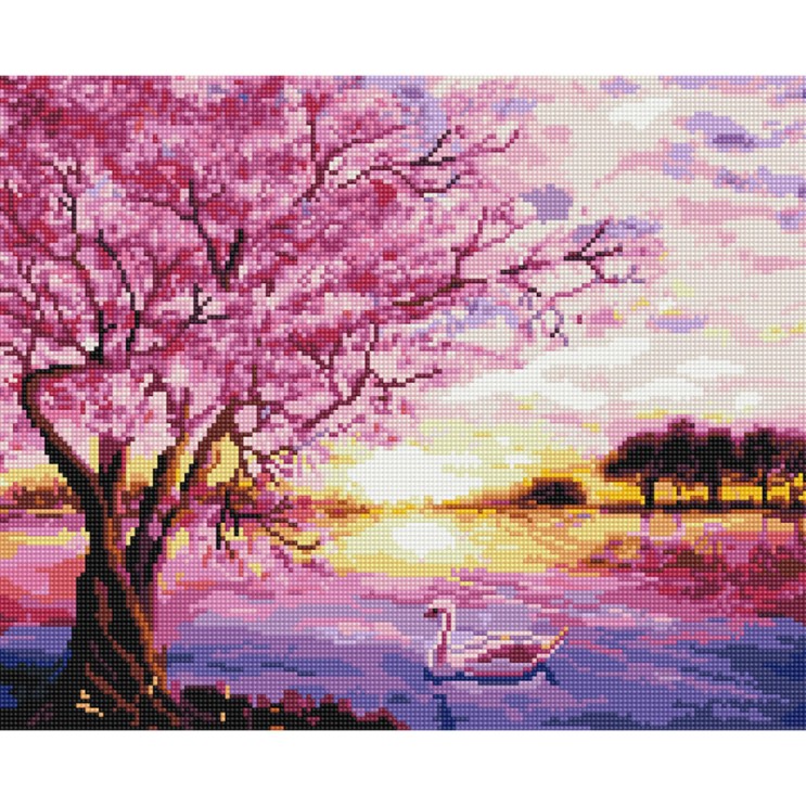많이 팔린 아트조이 DIY 보석 십자수 캔버스형 50 x 40 cm, 벚꽃 호수, 1세트(로켓배송) 알아요?