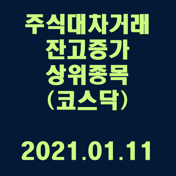  주식대차거래 잔고증가 상위종목(코스닥) / 2021.01.11