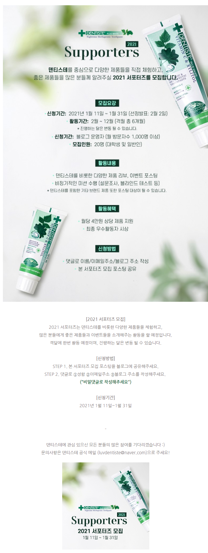  덴티스테 서포터즈 모집!!