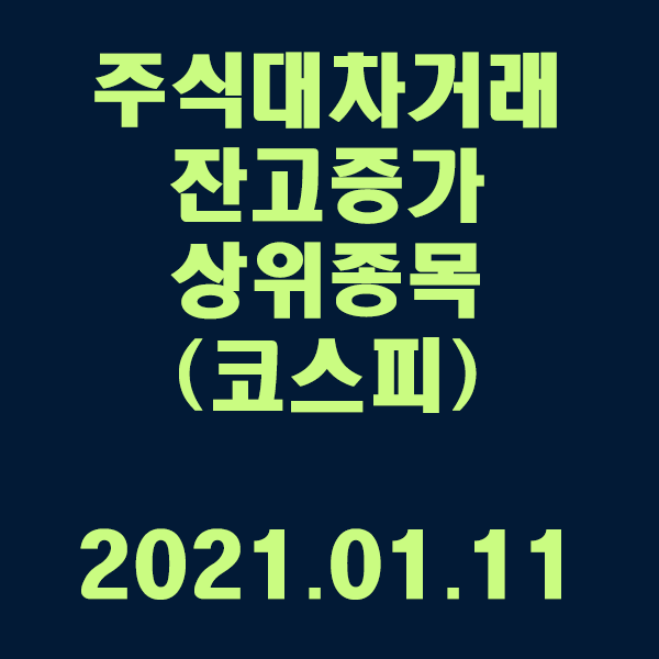  주식대차거래 잔고증가 상위종목(코스피) / 2021.01.11