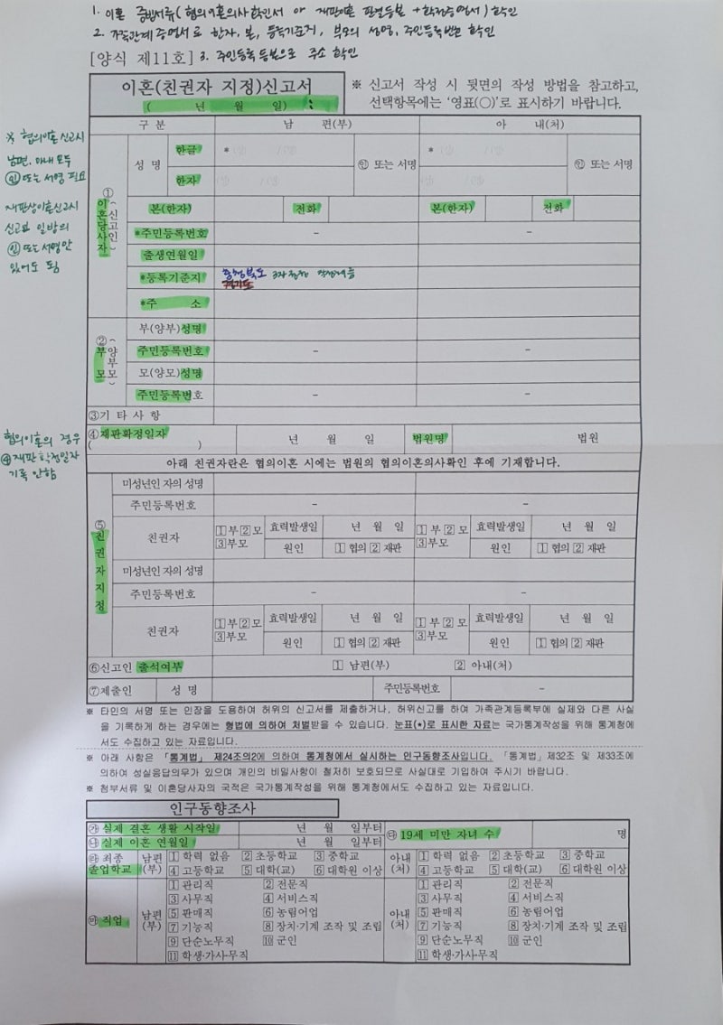 이혼신고서 작성안내 : 네이버 블로그