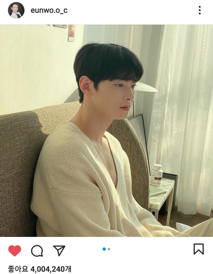  차은우 인스타 좋아요 수