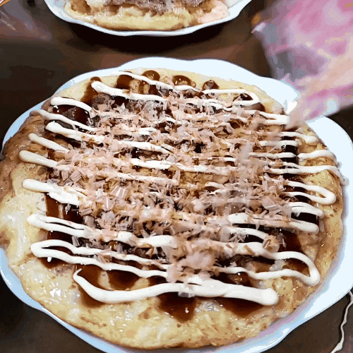  저녁메뉴로 오꼬노미야끼 먹었어요 ~ (with 가라아게)
