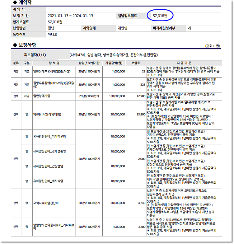  암보험 추가 가입해드렸어요~