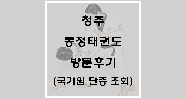 [운동] 청주 봉정태권도 방문후기(봉명동 태권도장)(국기원에서 단증 조회)