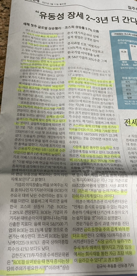  1월 11일자 매일 경제 신문 - 사진 풀어놓기