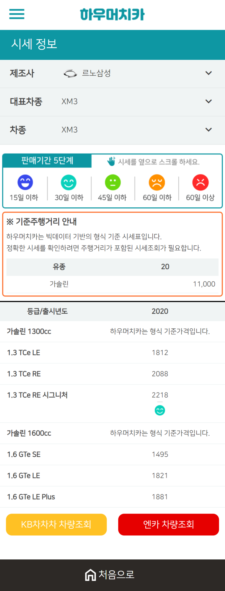 하우머치카 2021년 1월 XM3 중고차가격.시세표 하우머치카 2021년 1월 XM3 중고차가격.시세표
