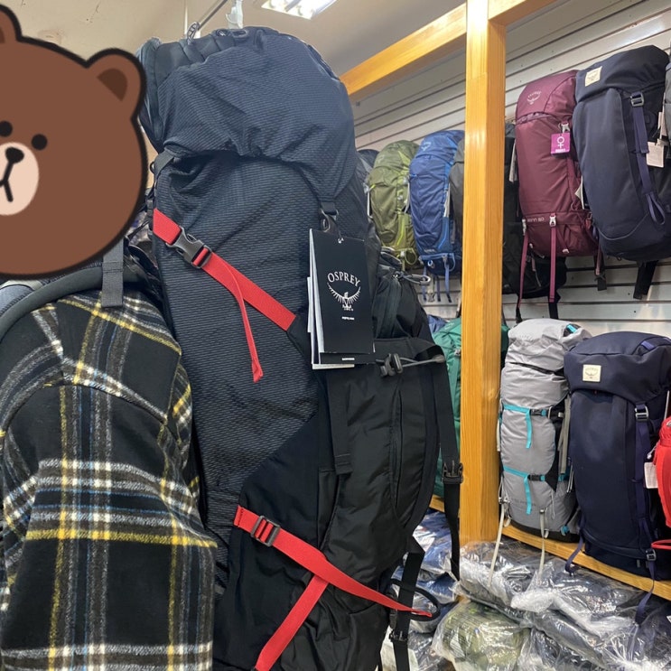  오스프리 이서플러스70 직접 종로5가 아웃도어 배낭 매장에서 메보니