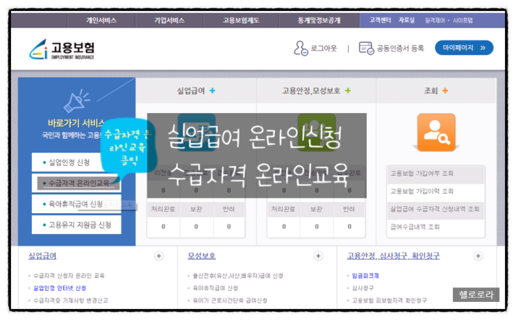  실업급여 온라인신청 수급기간 수급자격 신청자 온라인교육 정답