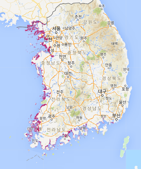  전국의 갯벌 지도