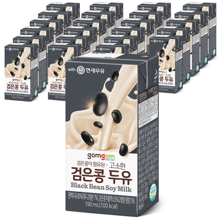 많이 팔린 곰곰 고소한 검은콩 두유, 190ml, 24개(로켓배송) ···