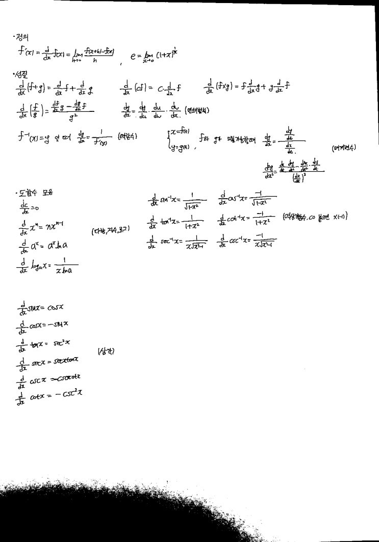 [대학미적분 요약]미분법
