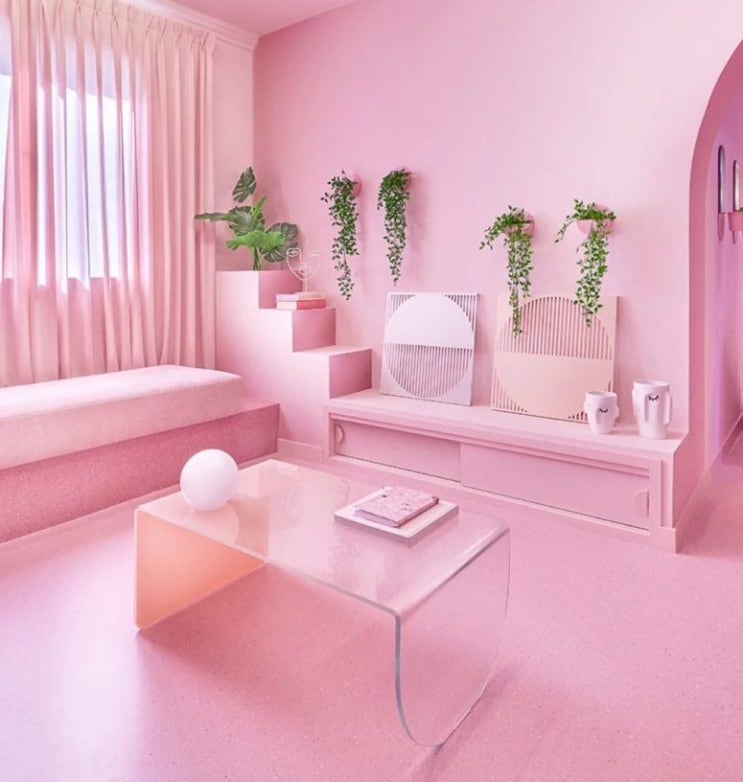 완벽한 미니멀 판타지 색조 본홍색 핑크 인테리어 홈