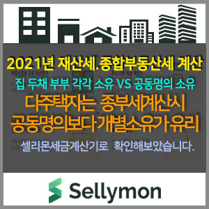  [2021년 재산세.종부세] 집2채 보유한 부부, 공동명의로 50%씩 나누면 부부 모두 다주택자로 중과되어 각각 단독 소유시보다 종부세를 더 많이 내게 됩니다.