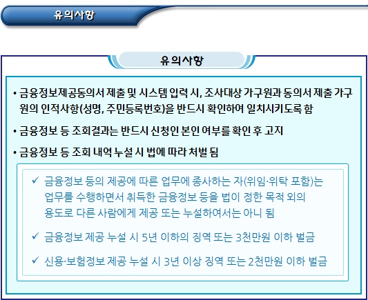 기초생활수급자 금융재산 조사(금융정보 등 조회)