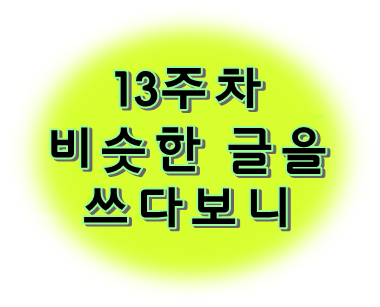  13주차 비슷한 글을 쓰다보니