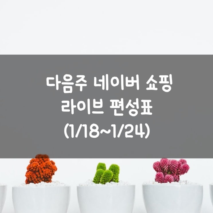  다음주 네이버 쇼핑 라이브 편성표 (1/18~1/24)