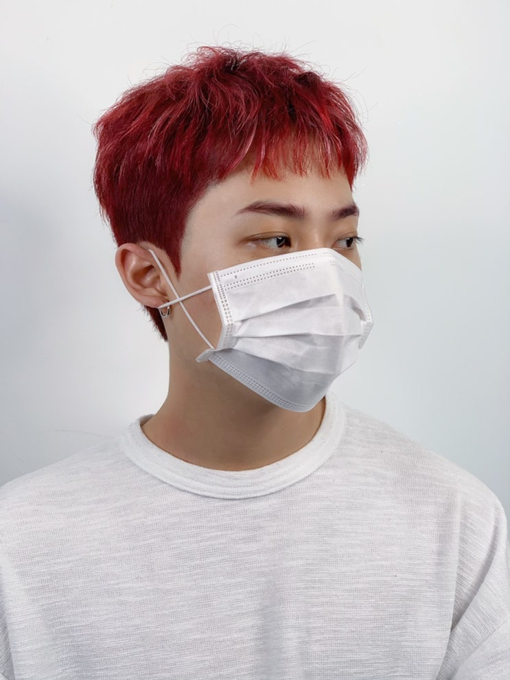  #레드염색 #솜브레 + 남자짧은머리스타일 #크롭컷 ️