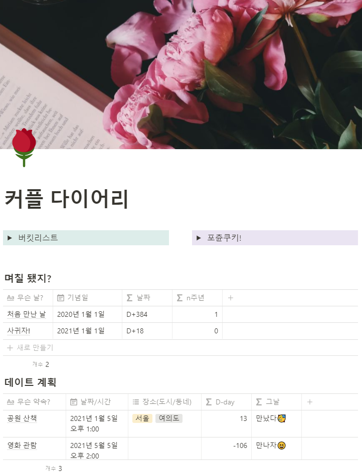 노션 커플 다이어리 템플릿 공유 노션 커플 다이어리 템플릿 공유