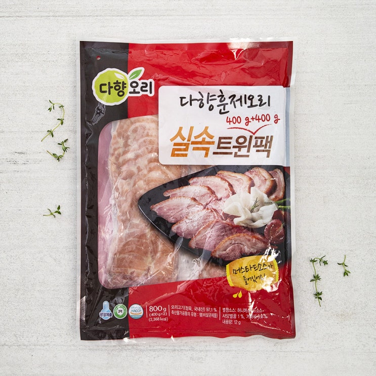 인기 많은 다향오리 훈제오리 실속트윈팩, 400g, 2개입(로켓배송) 추천해요