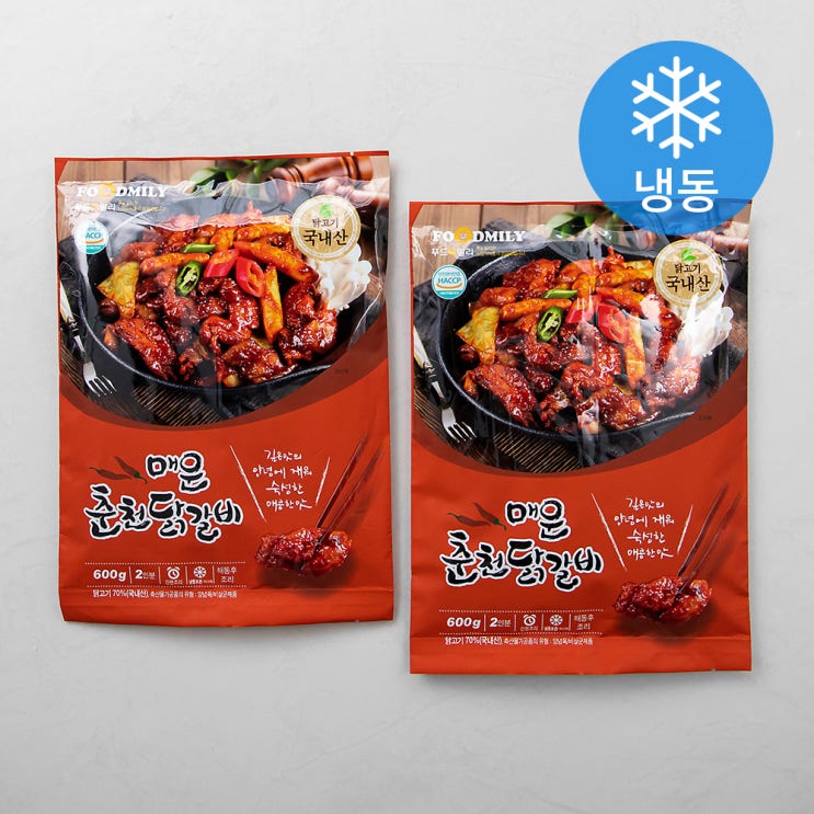 많이 찾는 푸드밀리 매운춘천닭갈비 (냉동), 600g, 2개(로켓배송) 추천합니다