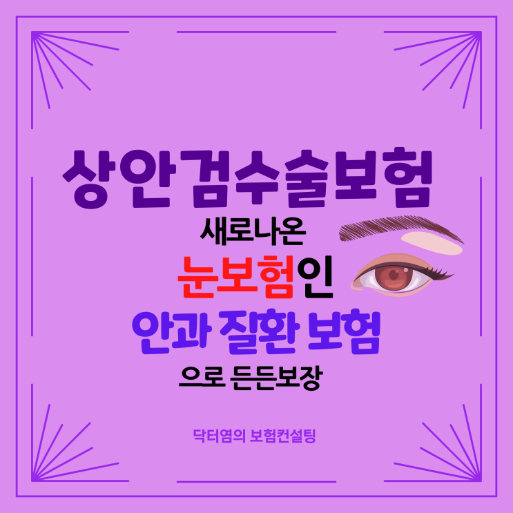  상안검수술보험 새로 나온 눈보험인 안과 질환 보험으로 든든보장