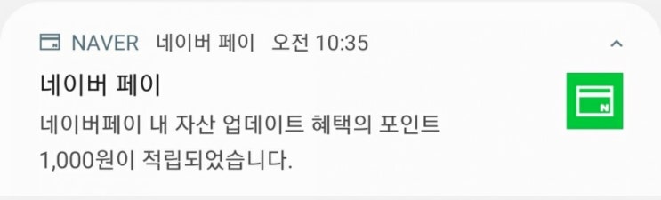  네이버페이 - 자산업데이트 혜택 1,000P