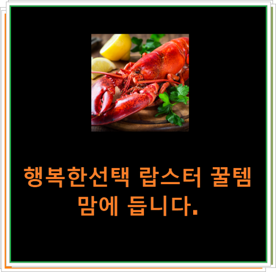 행복한선택 랍스터 꿀템 맘에 듭니다. 행복한선택 랍스터 꿀템 맘에 듭니다.