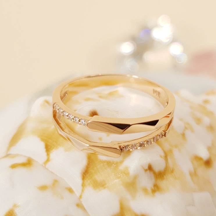  더벨루 커팅 두 줄 반지(14K, 18K)